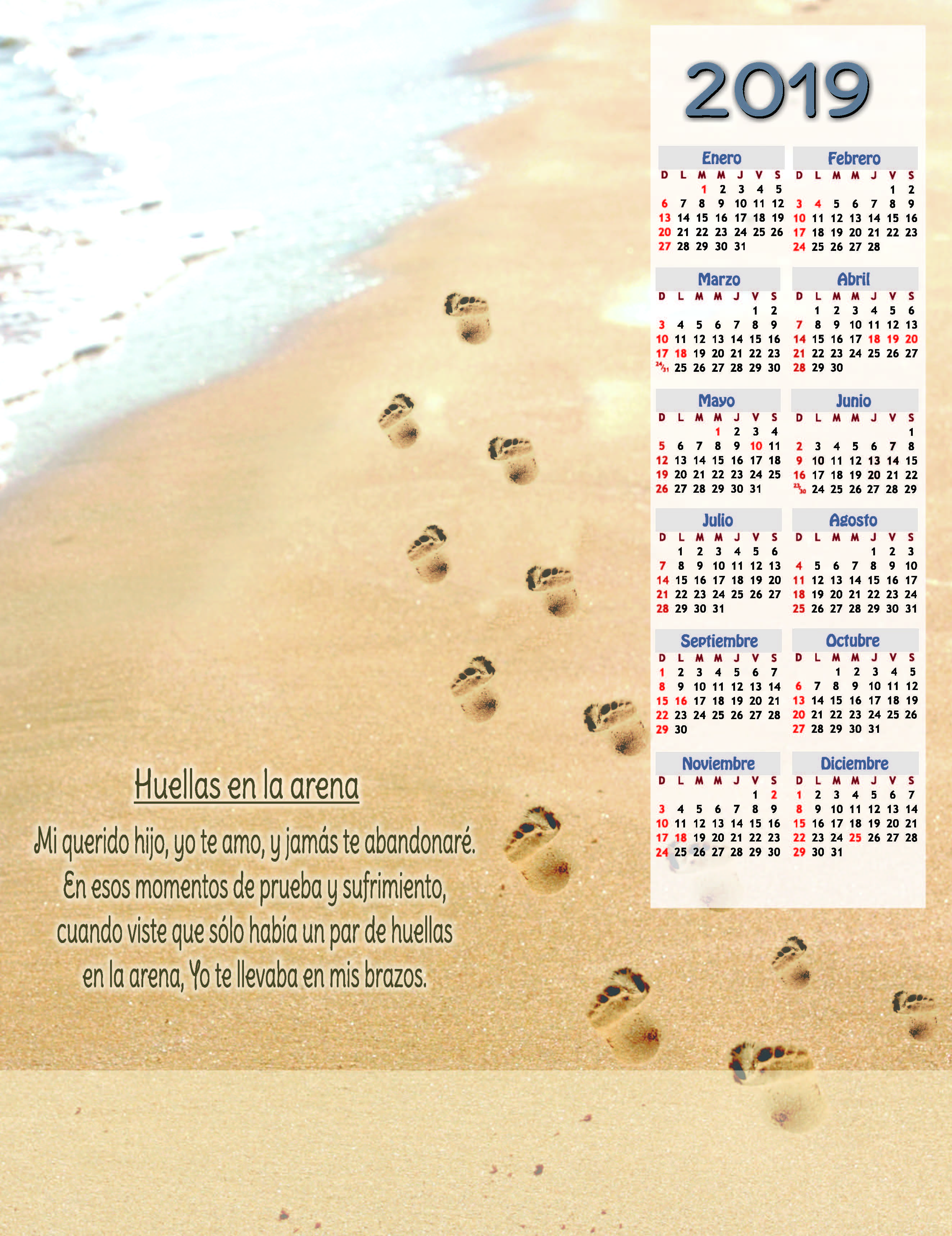2019 Calendario - Huellas
